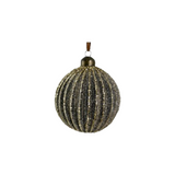 Green Sugar Striped Glass Ball Ornament