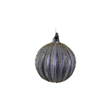 Lilac Beaded Stripe Glass Ball Ornament