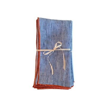 Blue Pin Stripe Tangerine Napkin - Foundation Goods