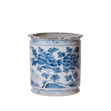 Blue & White Peacock Porcelain Cachepot