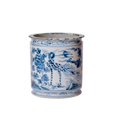Blue & White Peacock Porcelain Cachepot