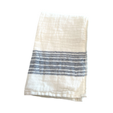 Navy & Ivory Flax Line Hand Towel