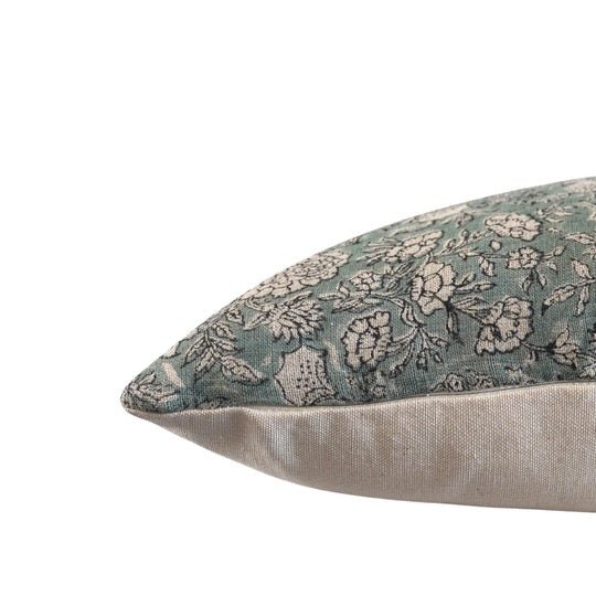 Adeline Floral Hand Block Linen Lumbar Pillow - Foundation Goods