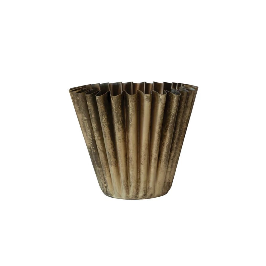 Fluted Brass Planter - Foundation Goods