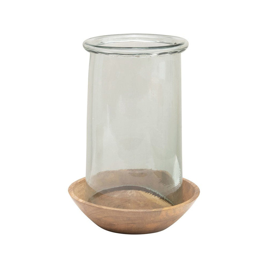 Glass Hurricane with Wood Base - Foundation Goods