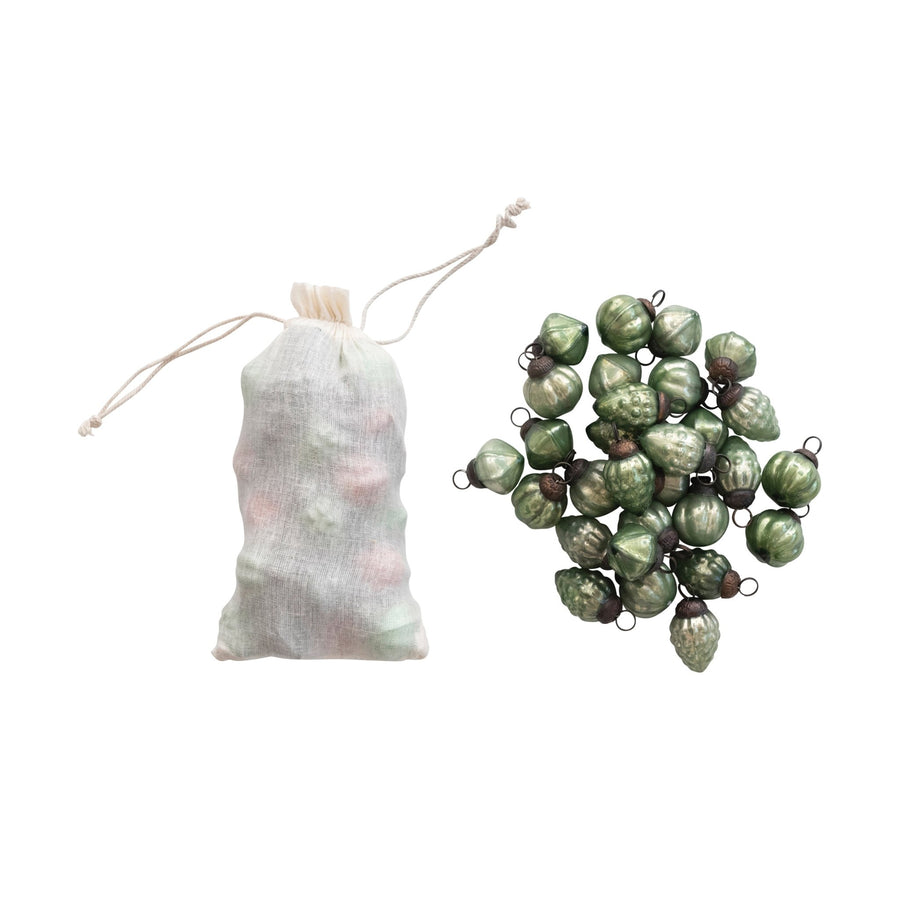 Green Mercury Glass Mini Ornaments - Foundation Goods