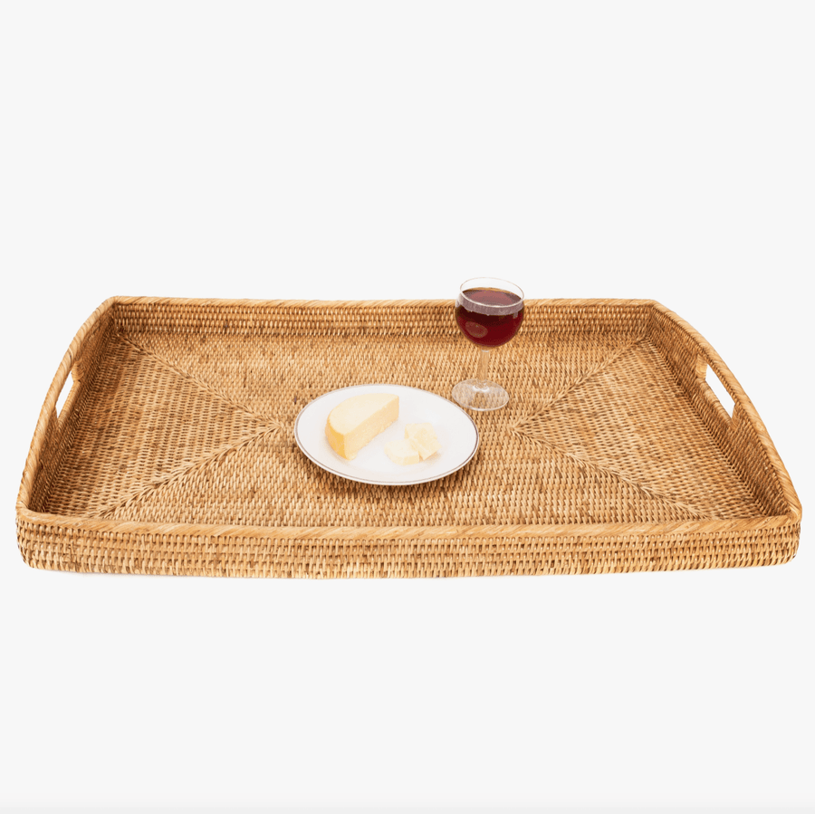 Haddie Rattan Tray with Handles - Foundation Goods