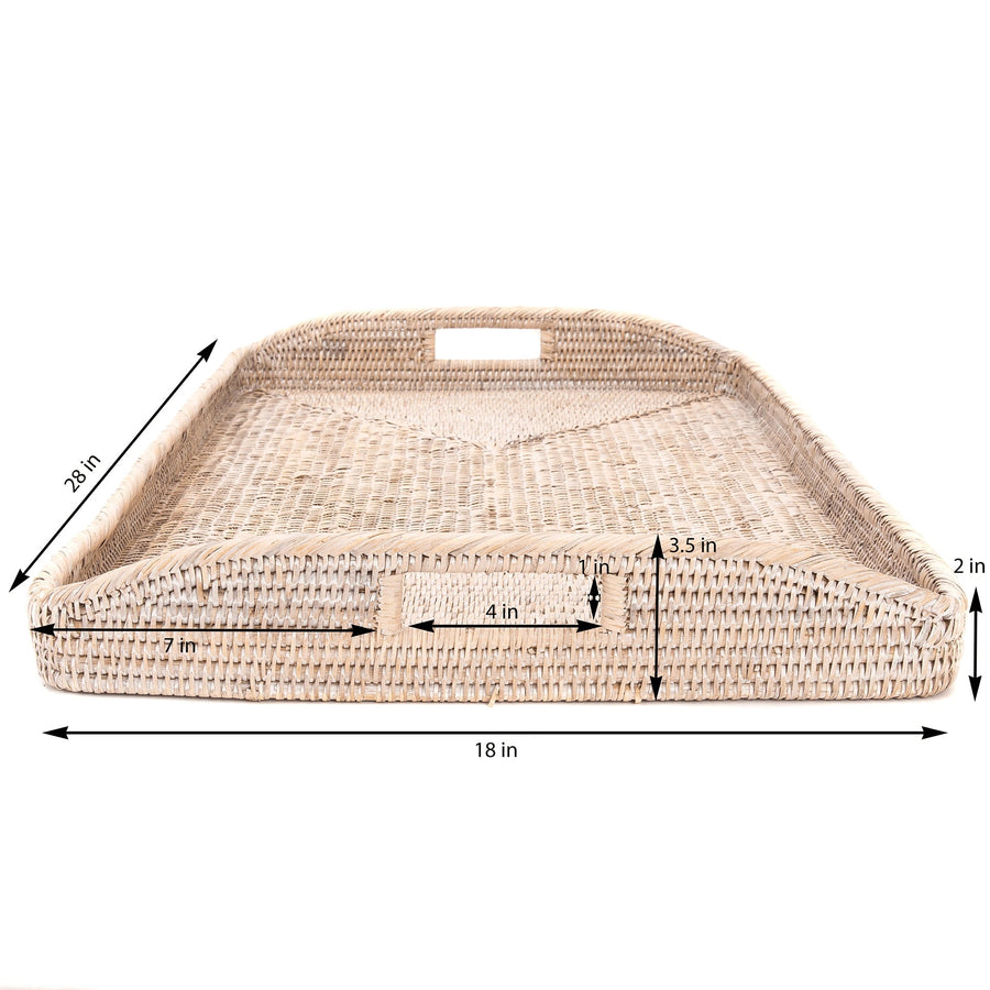 Haddie Rattan Tray with Handles - Foundation Goods