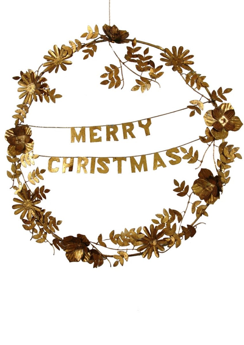 Merry Christmas Gold Wreath - Foundation Goods