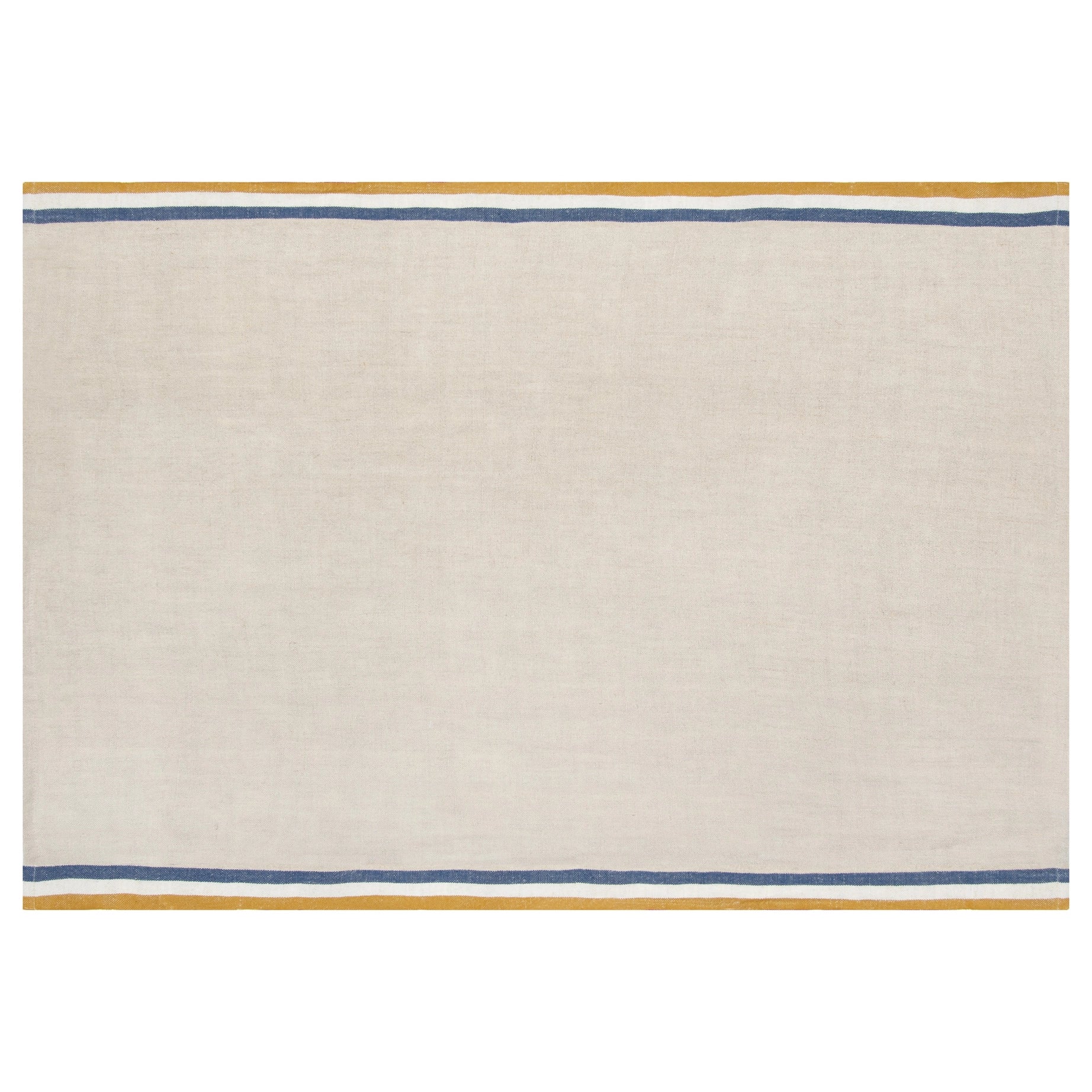 Normandy Natural Mustard & Blue Tea Towel - Foundation Goods
