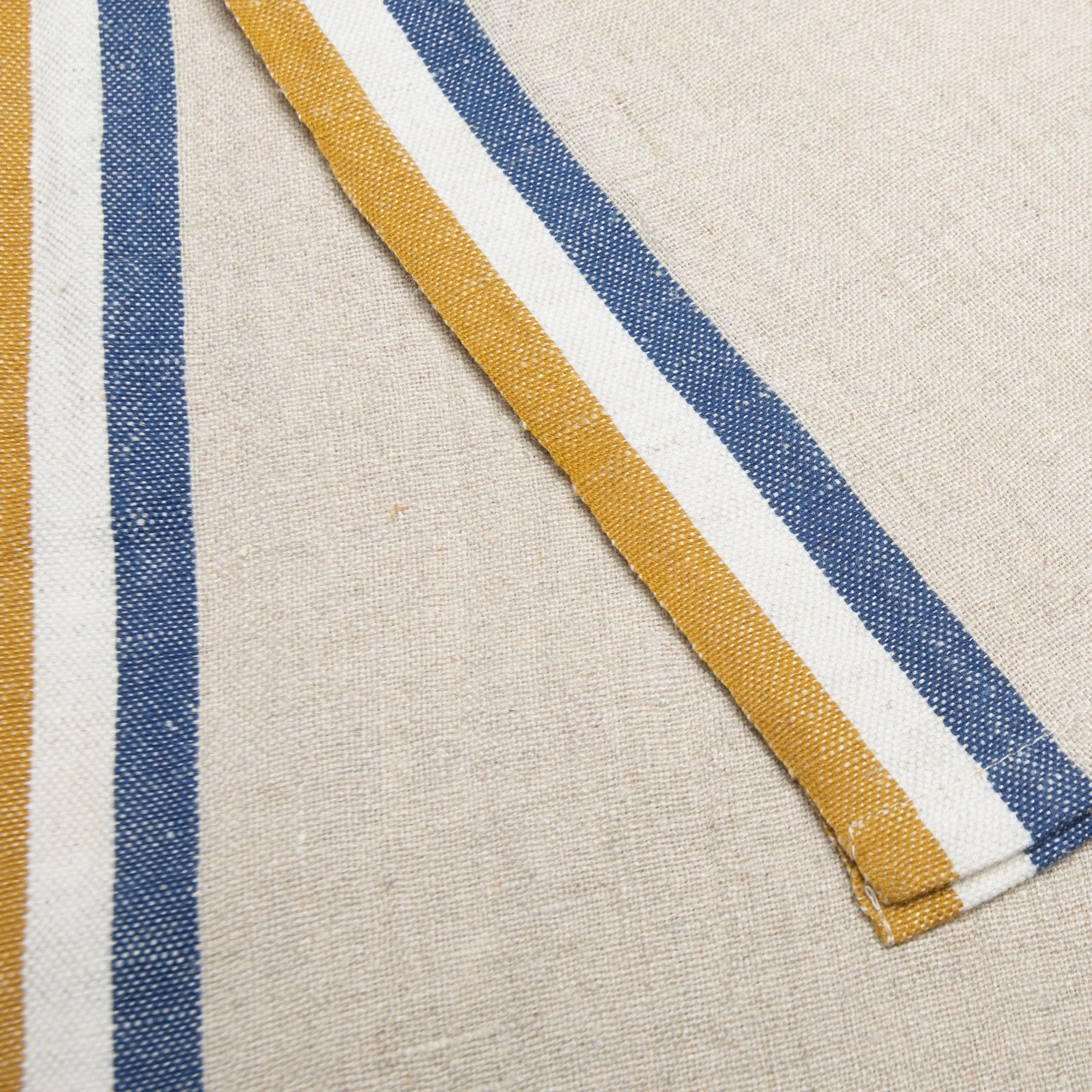 Normandy Natural Mustard & Blue Tea Towel - Foundation Goods