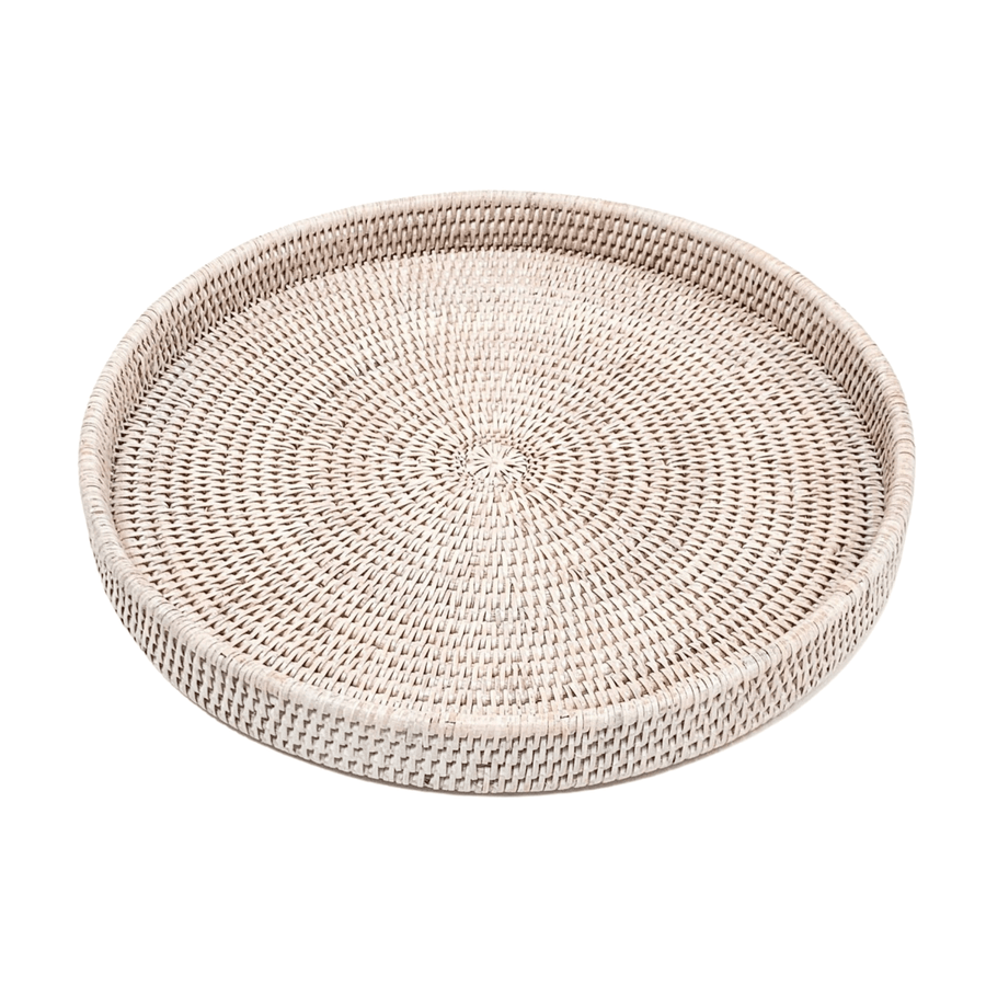 Rattan Round Serving Ottoman Tray - Foundation Goods