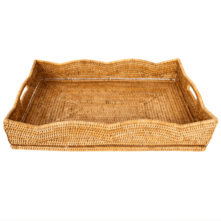 Rattan Scallop Collection Rectangular Tray - Foundation Goods