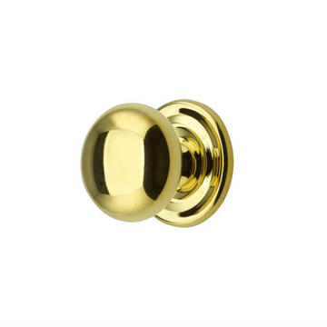 Round Brass Cabinet Knob With Rosette - Foundation Goods