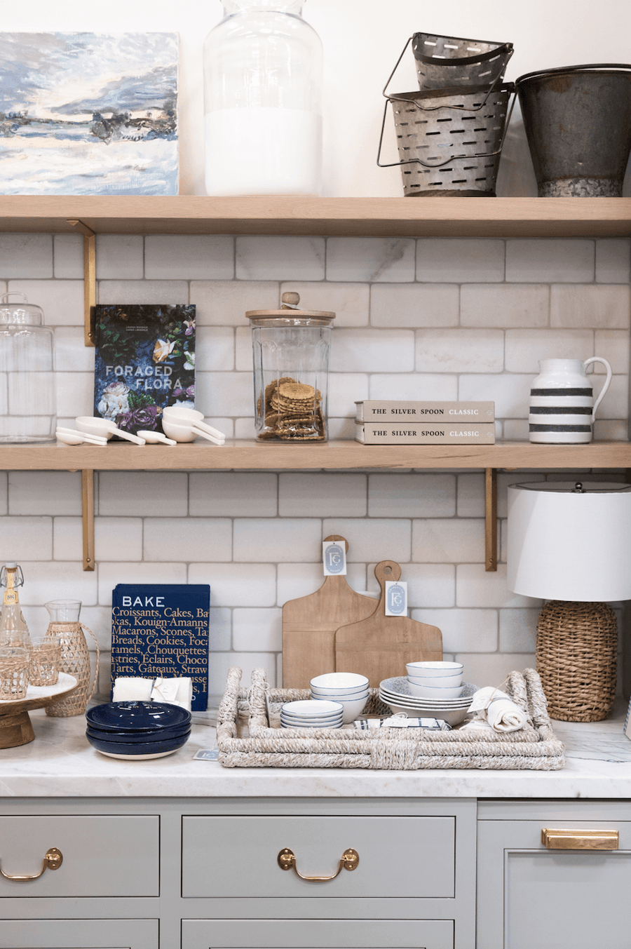 Whitewash Rattan Tray with Handles - Foundation Goods